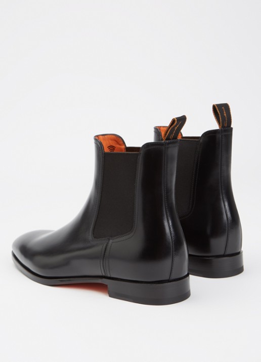 Santoni Archer chelsea boot van leer - achterkant 4 zwart