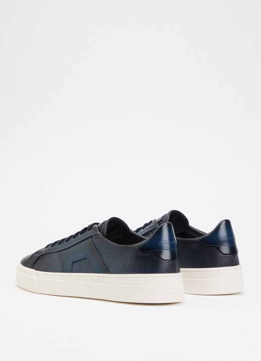 Santoni DBS32 sneaker van leer - achterkant 2 donkerblauw