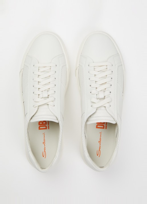 Santoni DBS32 sneaker van leer - detail 4 wit