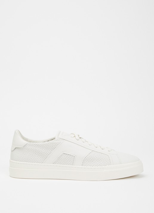 Santoni DBS32 sneaker van leer - voorkant 2 wit