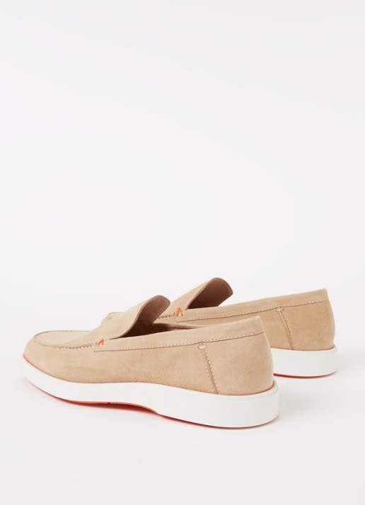 Santoni Detroit loafer van suède  - detail 2 beige