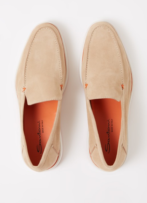 Santoni Detroit loafer van suède  - detail 3 beige