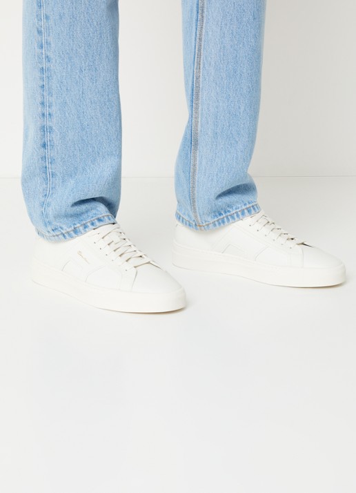 Santoni Gloria sneaker van leer - voorkant 2 gebroken wit