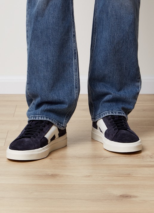 Santoni Gloria sneaker van suède - voorkant 3 blauw