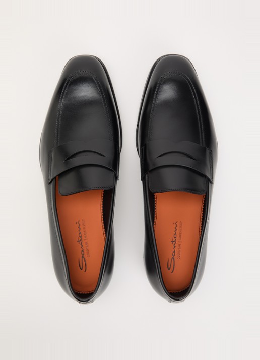 Santoni Gregor loafer van leer - detail 3 zwart