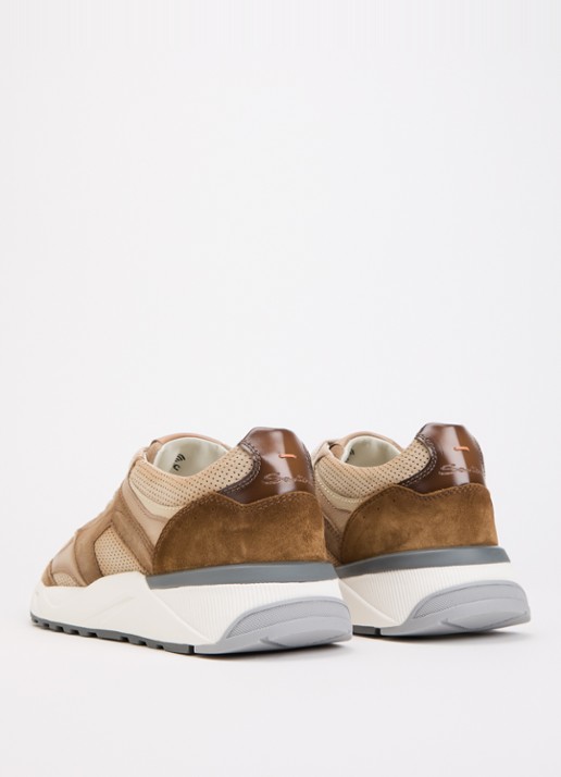 Santoni Innova-NEX sneaker van leer - achterkant 5 lichtbruin
