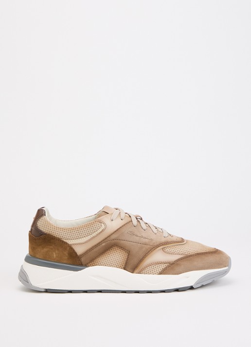 Santoni Innova-NEX sneaker van leer - voorkant lichtbruin
