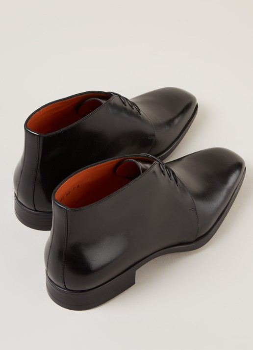Santoni Mosley veterschoen van kalfsleer met lakfinish - detail 3 zwart