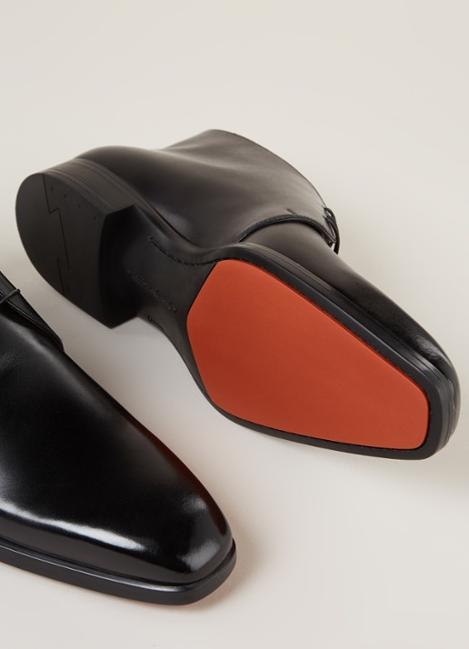 Santoni Mosley veterschoen van kalfsleer met lakfinish - detail 4 zwart
