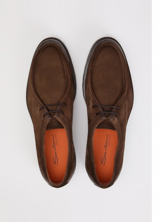 Santoni Renzo veterschoen van suède - detail 2 bruin