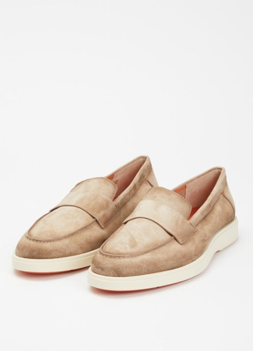 Santoni Revolve loafer van suède - detail 3 beige
