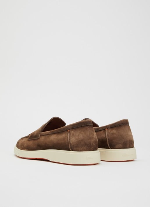 Santoni Revolve loafer van suède - achterkant 5 bruin
