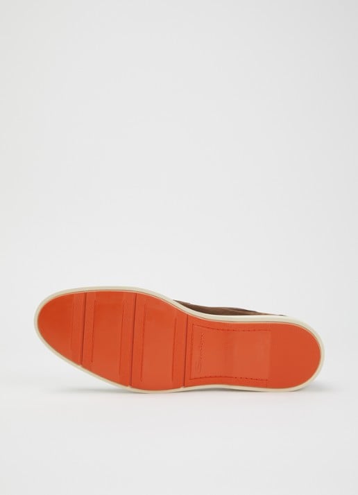 Santoni Revolve loafer van suède - detail 4 bruin
