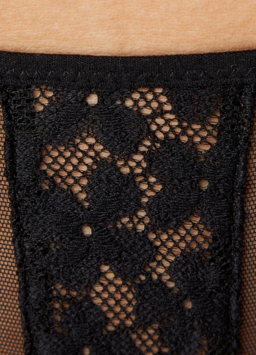 Sarda Ariarne string van mesh met kant - detail 4 zwart