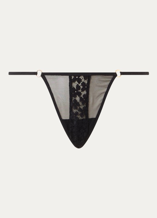 Sarda Ariarne string van mesh met kant - voorkant 2 zwart