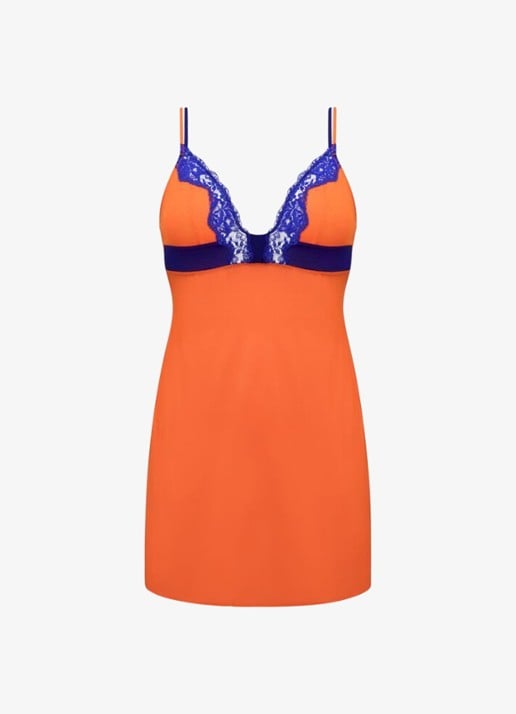 Sarda Bremer slipdress met kant - voorkant oranje