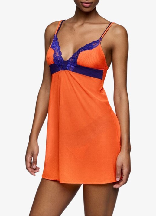 Sarda Bremer slipdress met kant - voorkant 2 oranje