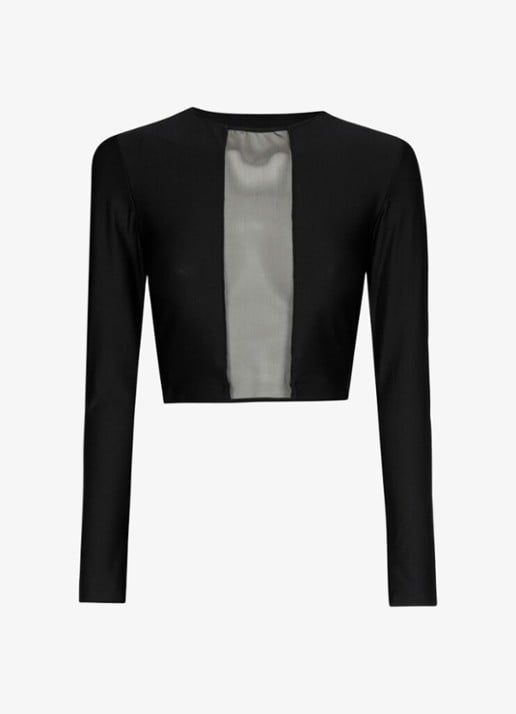 Sarda Chalmers crop top met details van mesh - voorkant zwart