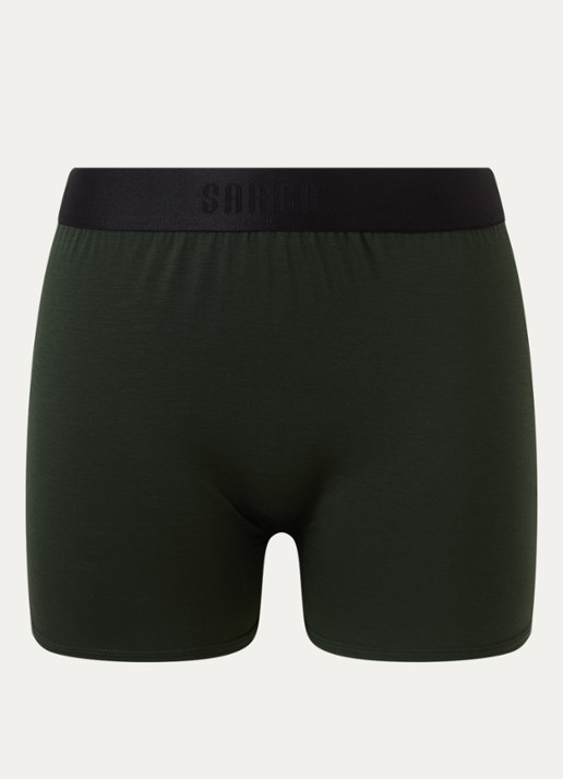 Sarda Eliza high waist straight korte broek met logoband - voorkant 4 legergroen