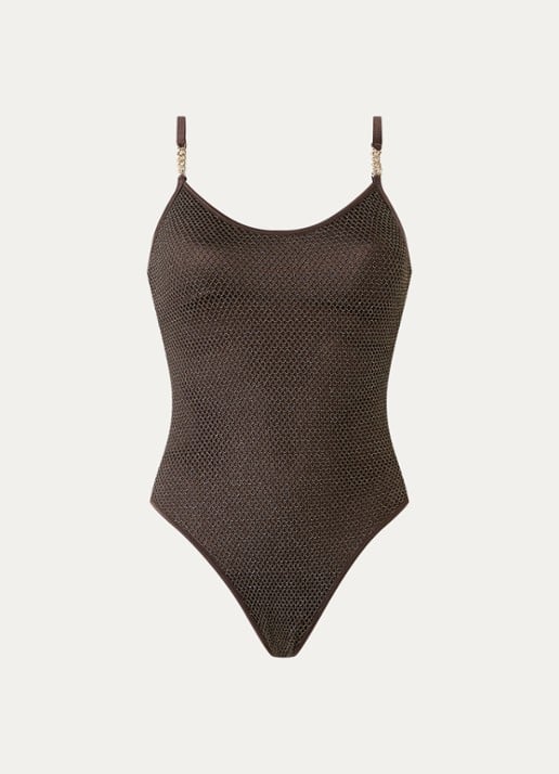 Sarda Janja badpak met uitneembare vulling en lurex - voorkant 4 donkerbruin