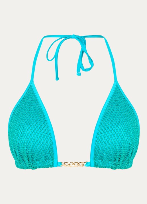 Sarda Janja triangel bikinitop met lurex - voorkant turquoise