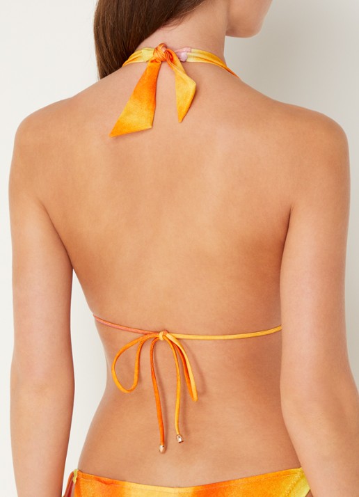 Sarda Kim halter bikinitop met streepprint en uitneembare vulling - achterkant 3 oranje