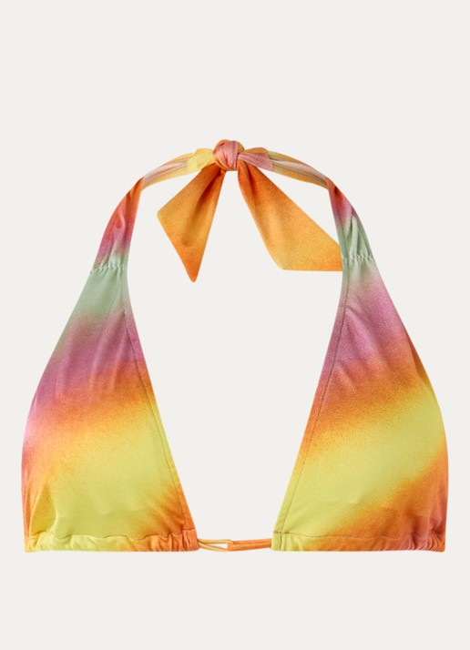 Sarda Kim halter bikinitop met streepprint en uitneembare vulling - voorkant oranje
