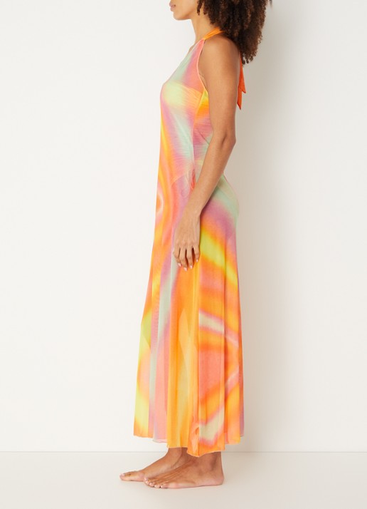 Sarda Kim maxi strandjurk van mesh - voorkant 2 oranje