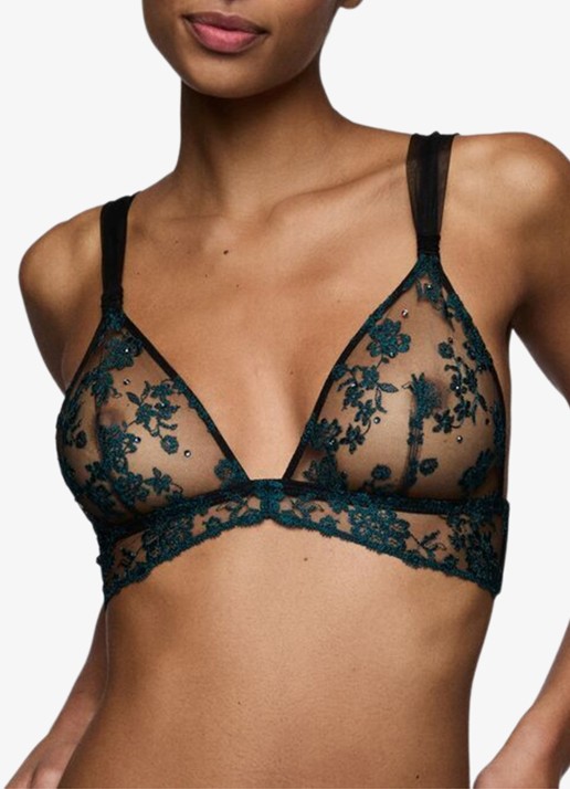 Sarda Lethi bralette van mesh met bloemborduring