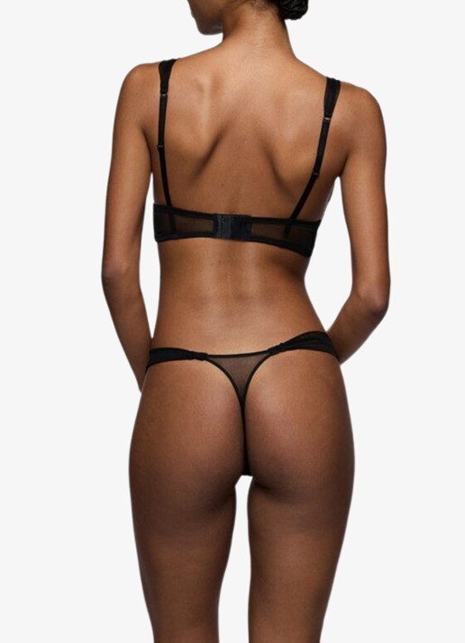 Sarda Lethi string van mesh met bloemborduring - achterkant 2 zwart
