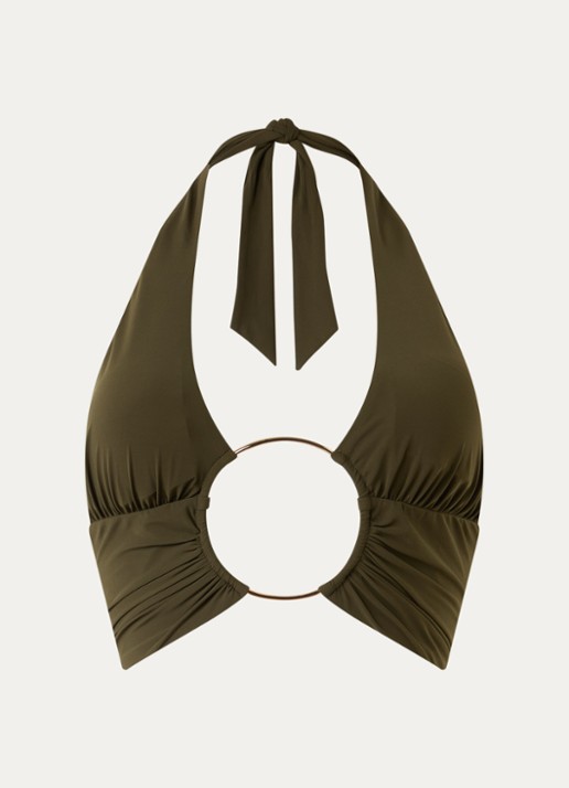 Sarda Lita halter bikinitop met uitneembare vulling - voorkant 2 bronsgroen