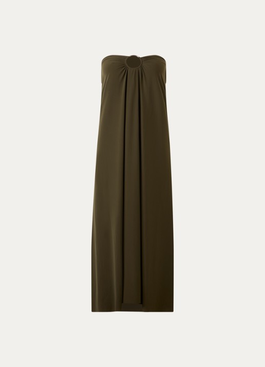 Sarda Lita maxi strandrok met cut-out detail - voorkant 2 olijfgroen