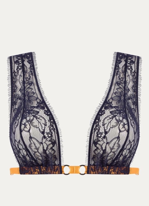 Sarda Lovelace bralette van kant - voorkant donkerblauw