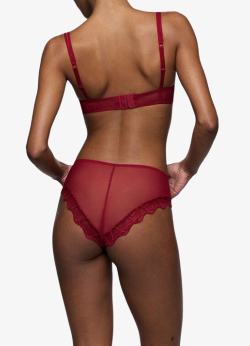 Sarda Nasim bralette van mesh - achterkant 4 donkerrood