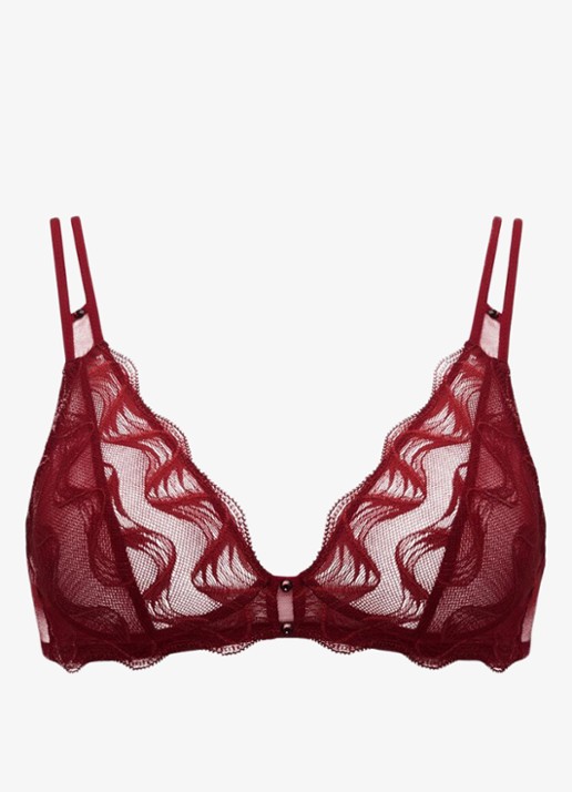 Sarda Nasim bralette van mesh - voorkant donkerrood