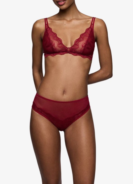 Sarda Nasim bralette van mesh - voorkant 2 donkerrood