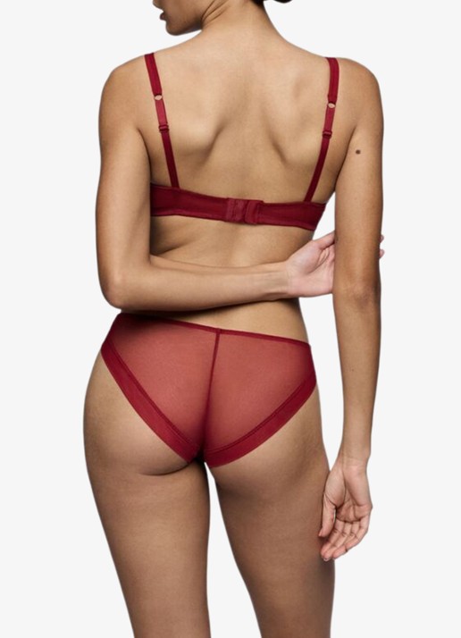 Sarda Nasim string van mesh - achterkant donkerrood