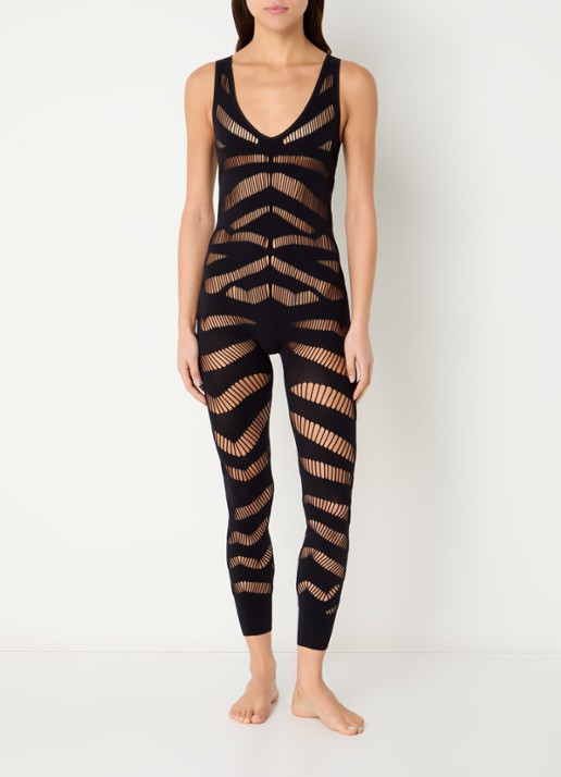 Sarda Rojas skinny fit jumpsuit met opengewerkt dessin