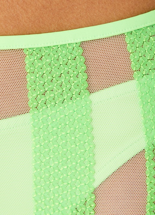 Sarda Sha hipster bikinislip met overlay van mesh - detail 2 neongroen