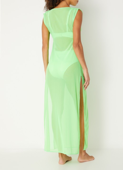Sarda Sha maxi strandjurk van mesh - achterkant 3 neongroen