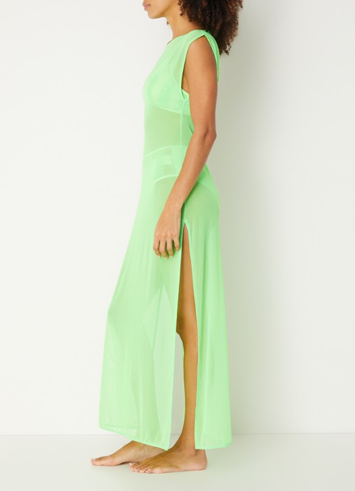 Sarda Sha maxi strandjurk van mesh - voorkant 2 neongroen
