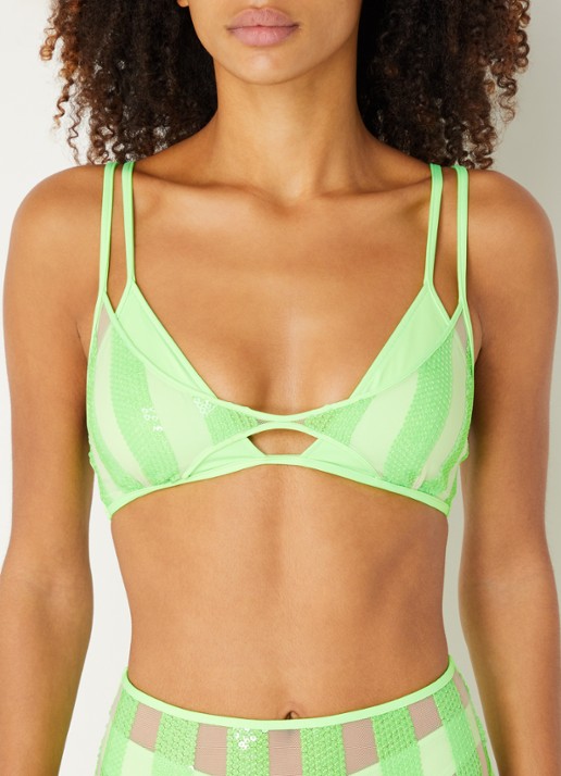 Sarda Sha voorgevormde triangel bikinitop met overlay van mesh