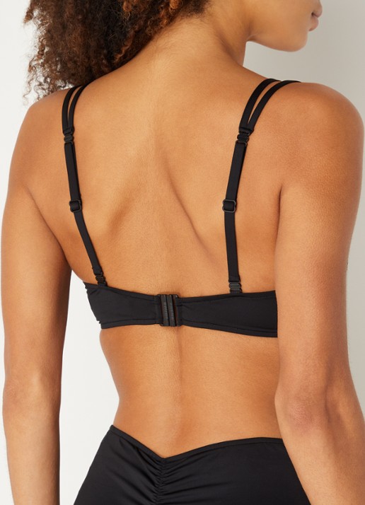 Sarda Sha voorgevormde triangel bikinitop met overlay van mesh - achterkant 3 zwart