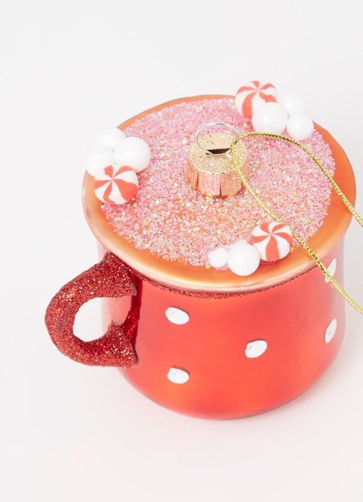 Sass & Belle Hot Chocolate kersthanger 5 cm - detail 3 steenrood