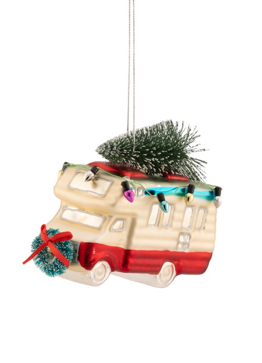 Sass & Belle Kampeerbusje met kerstboom kersthanger 9 cm