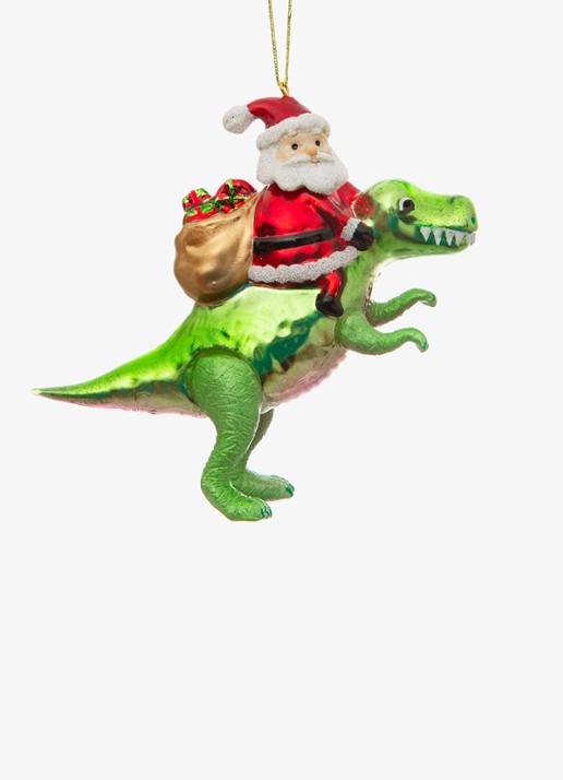 Sass & Belle Kerstman op een Dino kersthanger 10,5 cm