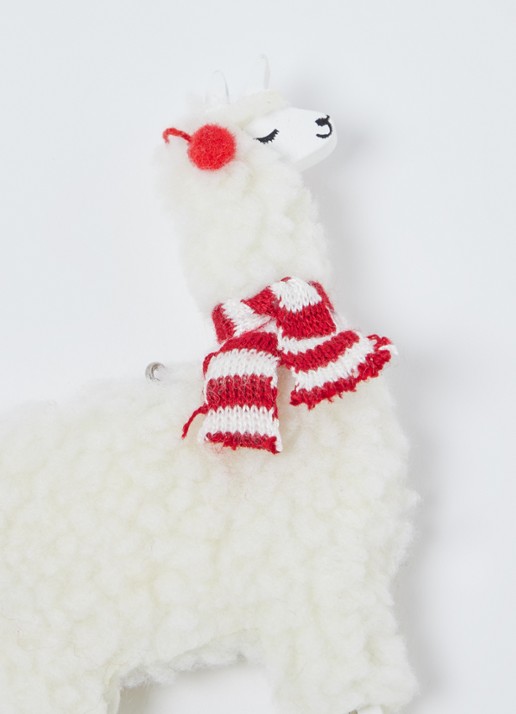 Sass & Belle Llama kersthanger 13 cm - detail 3 wit