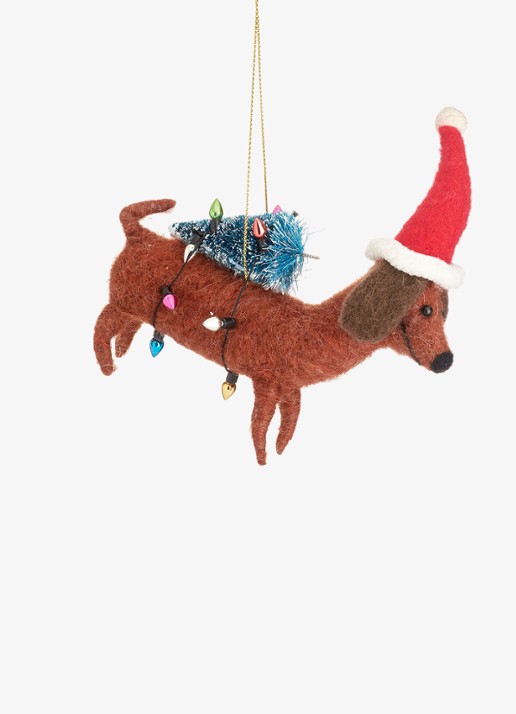 Sass & Belle Teckel met Boom kersthanger 14 cm
