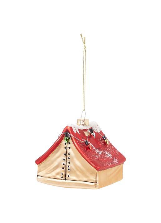 Sass & Belle Tent kersthanger 9 cm  - voorkant 2 steenrood