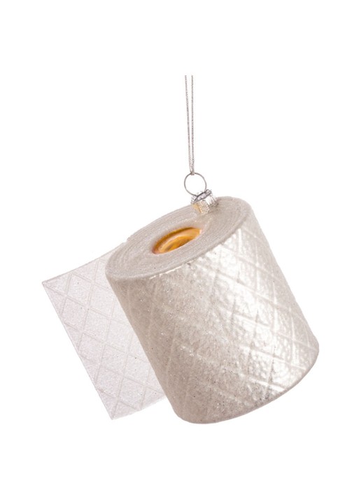 Sass & Belle Toiletpapier kersthanger 13 cm - voorkant zilver